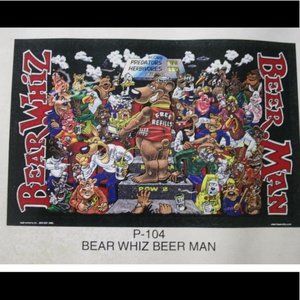 Vintage Bear Wiz Brewery Beer Poster Bear Whiz Beer Man